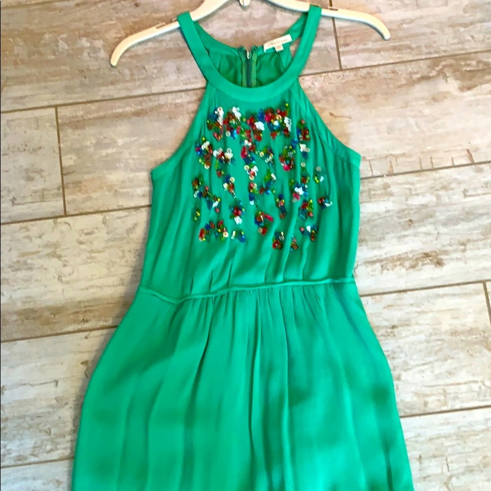 Shoshanna halter beaded green dress size 0